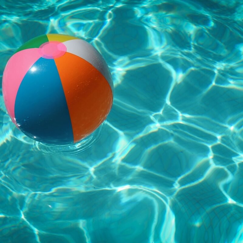 white and multicolored beach ball