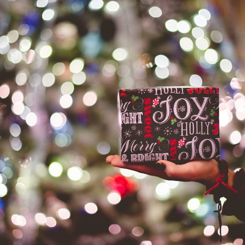 selective focus photography of gift box on person's palm