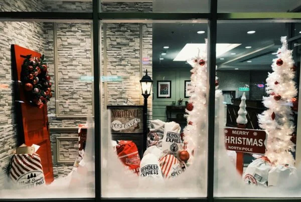 Christmas ornaments inside store