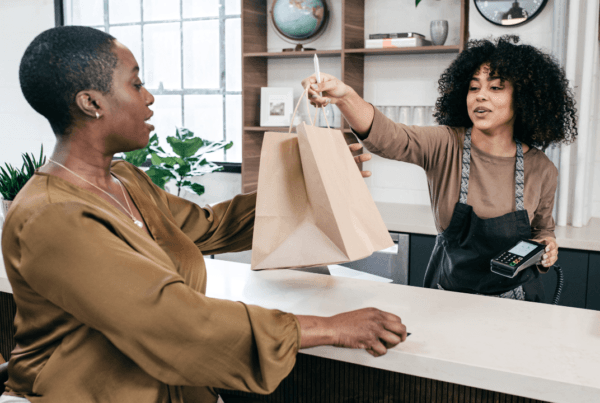 Owner and a customer – small business routine