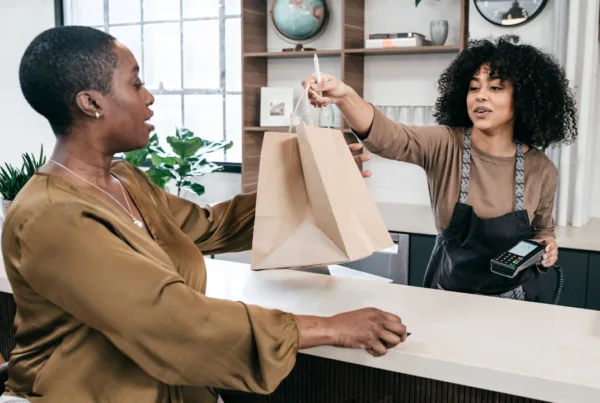 Owner and a customer – small business routine