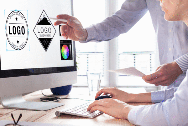 Designer team sketching a digital design studio on computer, creative graphic drawing skills for marketing and branding