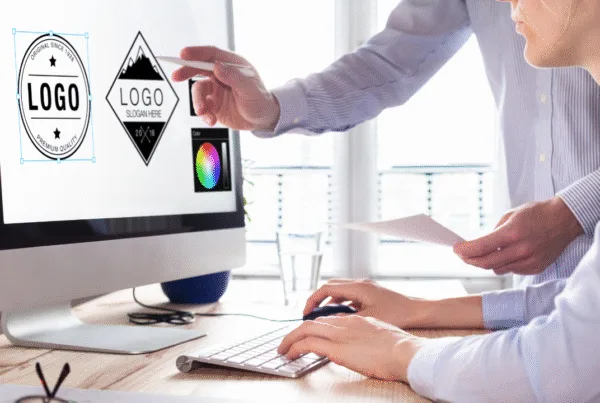 Designer team sketching a digital design studio on computer, creative graphic drawing skills for marketing and branding